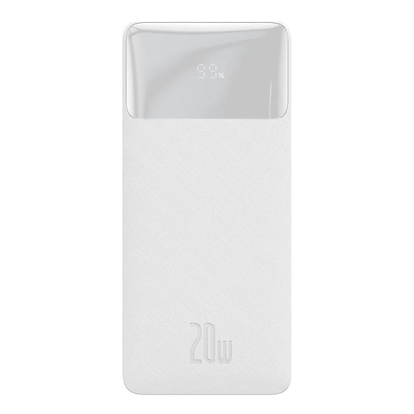 Shome Bulgaria Baseus Bipow Преносима батерия с дисплей 10000mAh 20W с USB-A към Micro USB кабел 0.25m Бял цвят