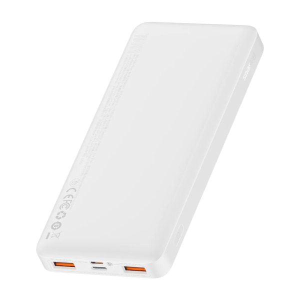 Shome Bulgaria Baseus Bipow Преносима батерия с дисплей 10000mAh 20W с USB-A към Micro USB кабел 0.25m Бял цвят