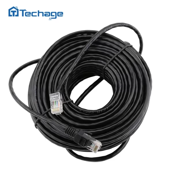 Techage Водоустойчив Ethernet Мрежов Кабел RJ45 Cat5 10M, 20M, 30M, 50M - За Външно Ползване и CCTV POE IP Камери