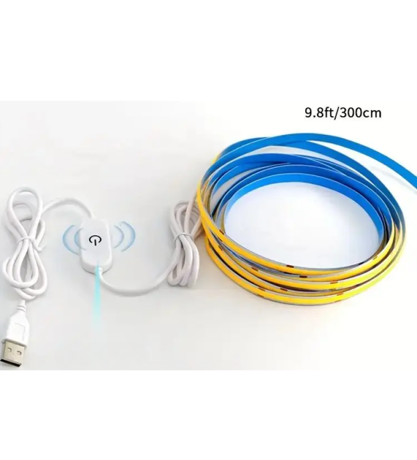 DIY LED COB 5V USB Гъвкава Диодна Лента със Сензор за димер 3М Cold White