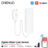 ONENUO Tuya Смарт Zigbee Сензор за изтичане на вода Детектор за течове и наводнения Работи със Zigbee Hub и Tuya APP