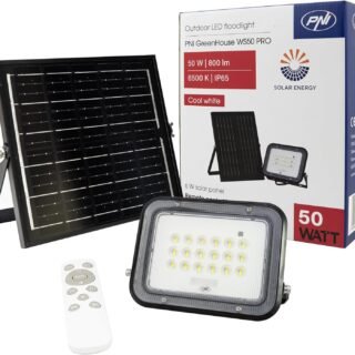 PNI Greenhouse WS50 PRO 50W LED прожектор с 6W соларен панел батерия 5000mAh 800 lm Дистанционно управление Таймер и регулируема яркост 6500K IP65
