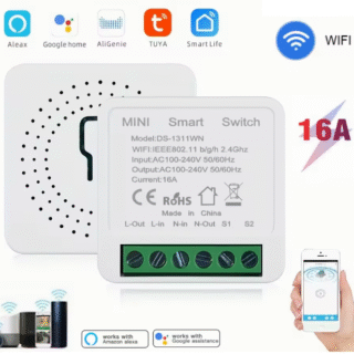Tuya WiFi 16А Смарт Превключвател Двупосочно управление Таймер Безжично управление Автоматизация на дома Съвместим Alexa и Google Home