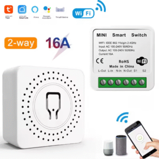 Tuya 16A WiFi Превключвател Двупосочно управление Модул за автоматизация на дома Съвместим с Alexa и Google Home