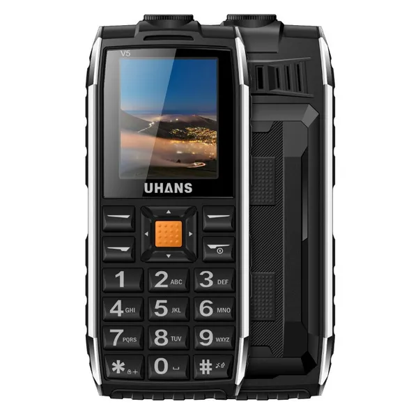 Uhans V5 Водоустойчив и удароустойчив телефон Dual SIM GSM 2500mAh батерия Мощен високоговорител FM радио и LED фенер