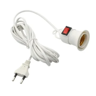 E27 Висящ държач за лампа с кабел Вкл./Изкл. Подходящ за настолни лампи