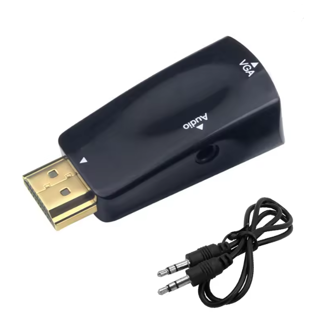 HDMI към VGA Адаптер Конвертор Мъжки към Женски с 3.5 мм аудио жак Full HD 1080P За компютър Tаблет и Лаптоп