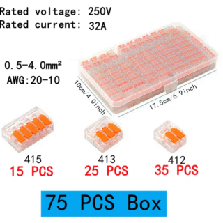 75бр. Универсални бързосвързващи конектори за свързване на проводници 250V / 32A