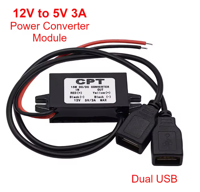 Автомобилен 15W DC-DC Преобразувател 12V към 5V 3A С двоен USB изход – Step-Down (Buck) Модул