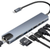 USB-C Хъб 8в1 Type-C 3.1 – 4K HDMI Адаптер RJ45 LAN 100Mbps SD/TF Четец PD Бързо Зареждане – за MacBook / Лаптоп / Notebook